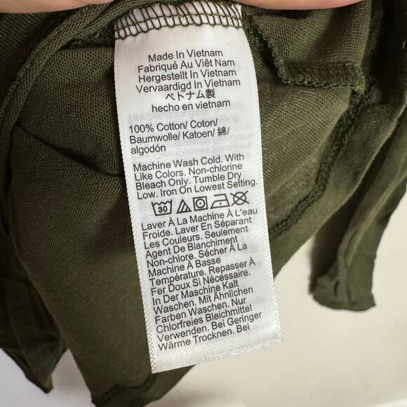 J.Crew Tissue Crepe Long Sleeve T-Shirt WMNS M Rich Olive Crewneck Pullover Soft - Picture 5 of 6